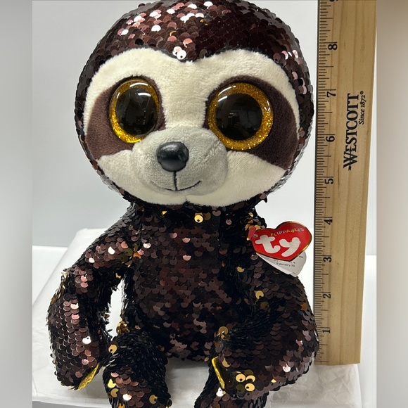 Ty FLIPPABLES DANGLER the Sloth Beanie Boo Stuffed Plush Toy w/ Heart Tags GUC - Picture 3 of 16
